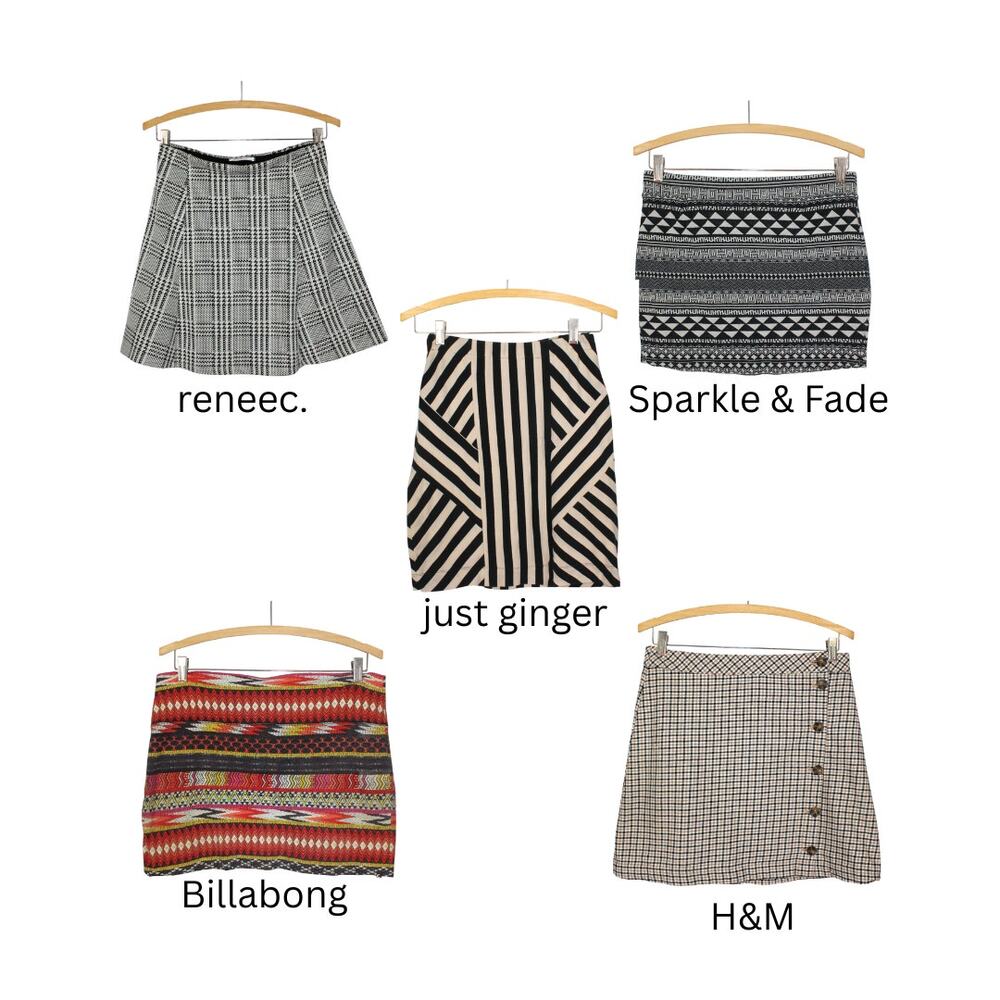 Bundle 5 Miniskirts All M/L Billabong DIVIDED striped slimming short stretch hot